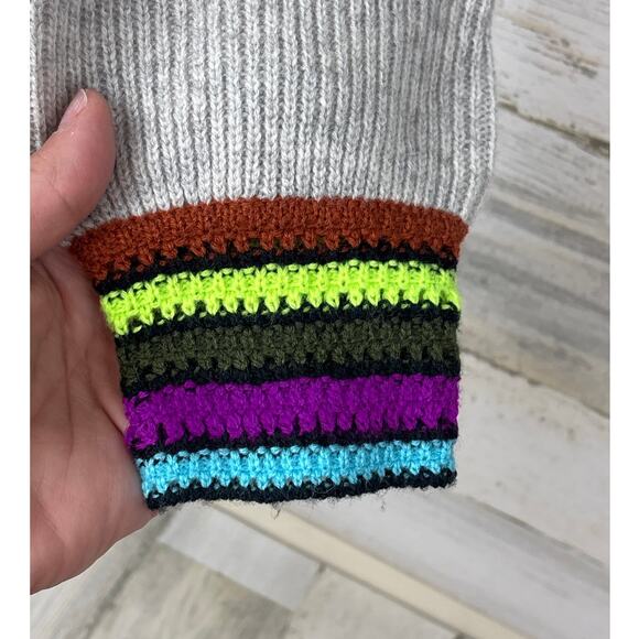 Lisa Todd Women’s Large Gray Cashmere Wool Pullover Sweater Boho Stripe Cuff - Picture 4 of 7